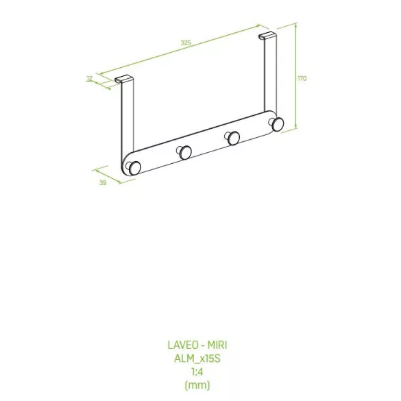 LAVEO MIRI négyes akasztó zuhanykabinhoz ütközővel és szivaccsal (170x325x39 mm), króm