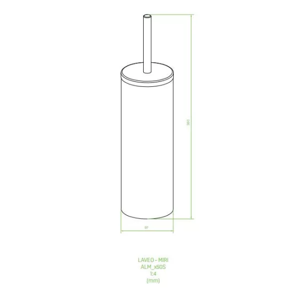 LAVEO MIRI WC-kefe (97x380 mm), fehér (fekete kefével)