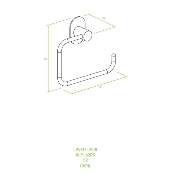 LAVEO MIRI WC-papír tartó rögzítővel és csavarokkal (120x140x35 mm), fekete