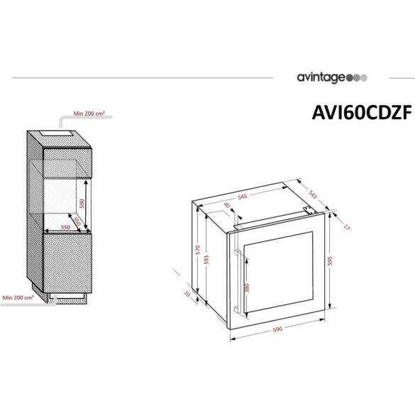 Avintage Borhűtő AVI63CSZF beépíthető, 33 palack