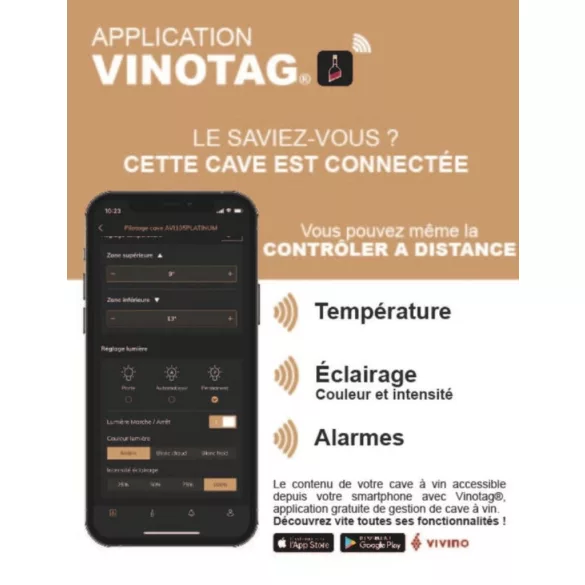 Avintage Borhűtő AVI72PLATINUM pult alá építhető, 29 palack