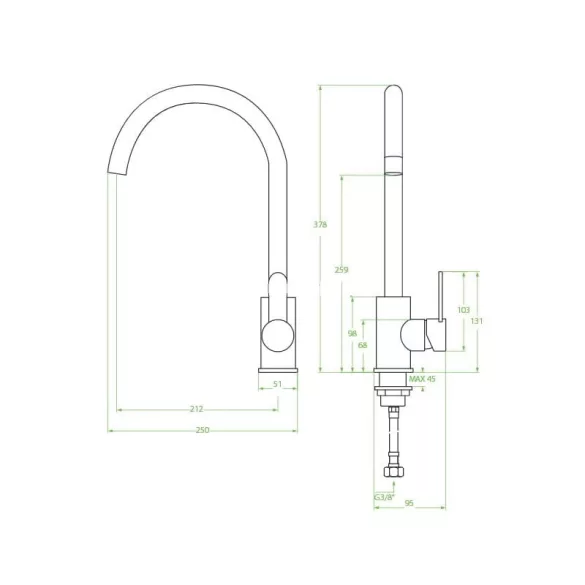 Laveo BONA álló csaptelep, rozsdamentes acél