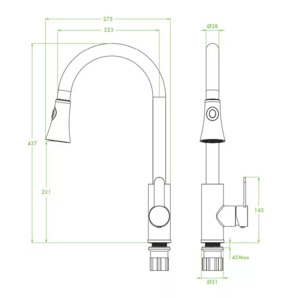 Laveo BONA Zuhanyváltós csaptelep, rozsdamentes acél