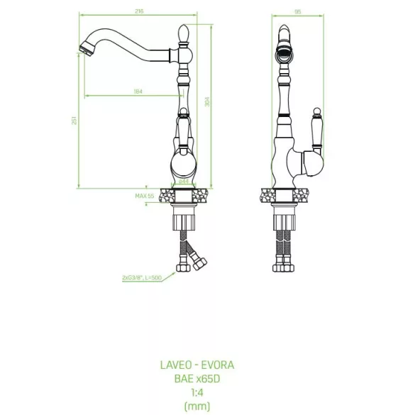 Laveo EVORA álló csaptelep, fekete