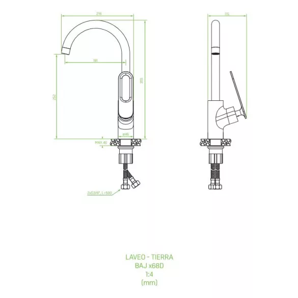 Laveo TIERRA álló csaptelep, vörösréz