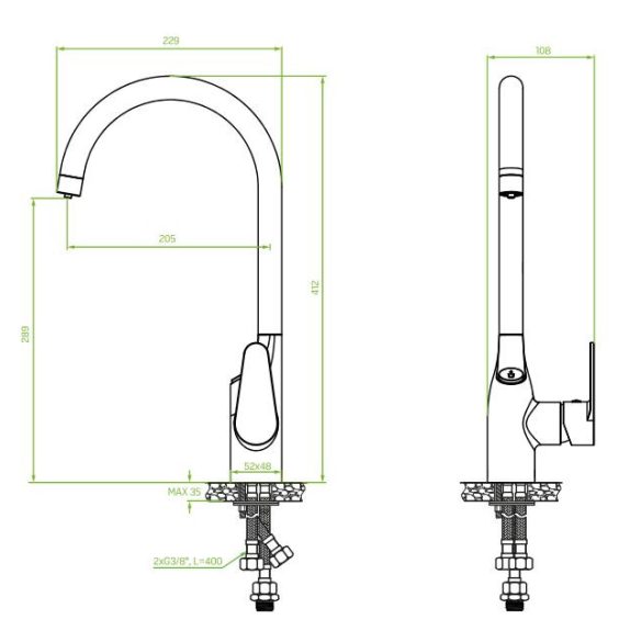 Laveo CLARO álló csaptelep víztisztító csatlakozással, matt fekete K.