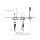 LAVEO POLA süllyesztett kádcsap, 3 részes, króm