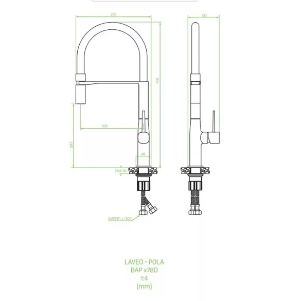 Laveo POLA álló csaptelep rugalmas kiömlővel, króm/szürke