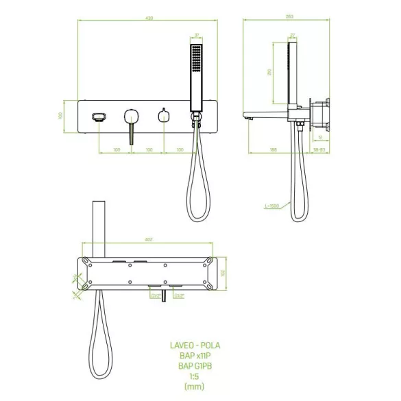 LAVEO POLA kádcsap rejtett beépítésre zuhanszettel, arany