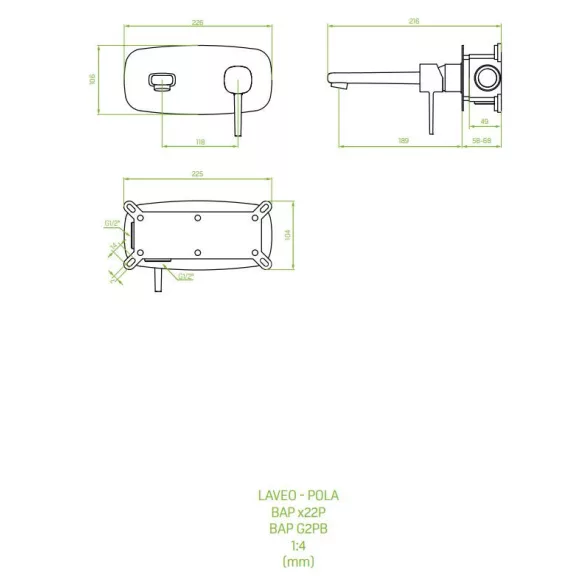 LAVEO POLA rejtett fali mosdócsap, arany