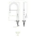 Laveo POLA álló csaptelep rualmas kiömlővel, szálcsiszolt arany/fekete