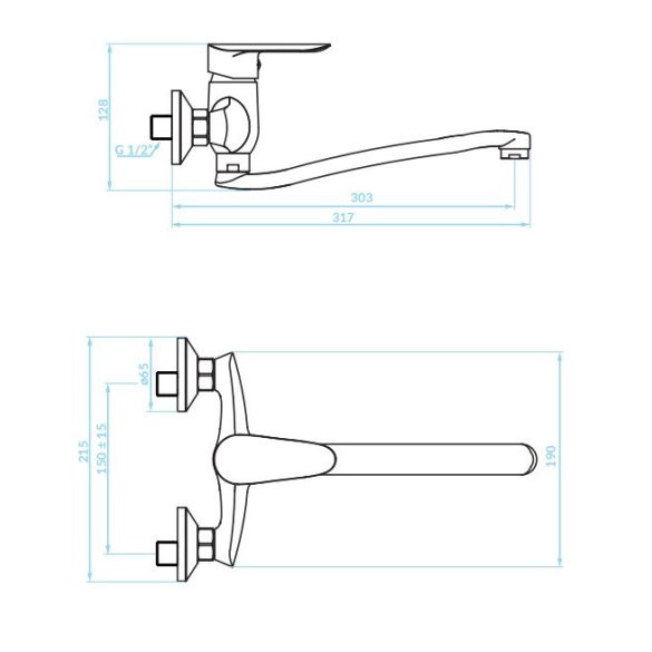 LAVEO CENTO fali csaptelep, króm K.