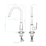 LAVEO ELZA álló csaptelep rugalmas tömlővel, matt fekete / króm K.