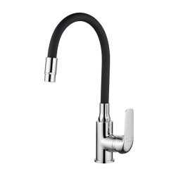   LAVEO ELZA zuhanyfejes csap kétfunkciós rugalmas csővel, matt fekete / króm K.