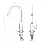LAVEO ELZA zuhanyfejes csap 2funkciós rugalmas csővel, szürke / króm K.
