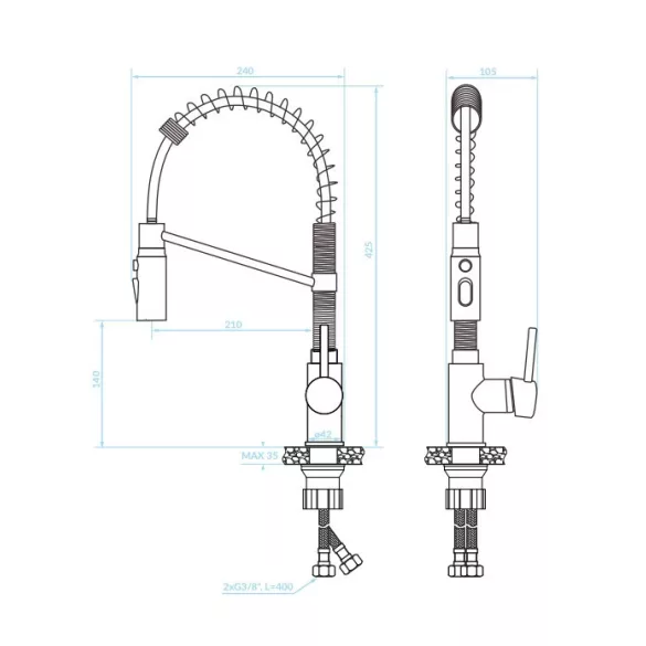 LAVEO SERPEN rugós zuhanyváltós króm csaptelep