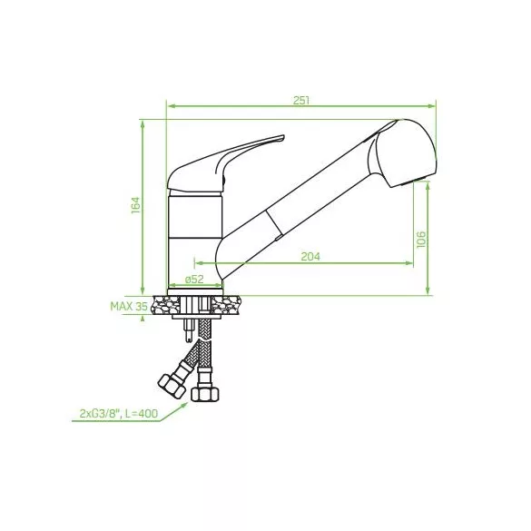 LAVEO DAGA - ROSSO álló csaptelep, króm K.