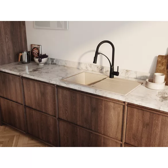 LAVEO OLOR rugalmas tömlős zuhanyváltós matt fekete csaptelep