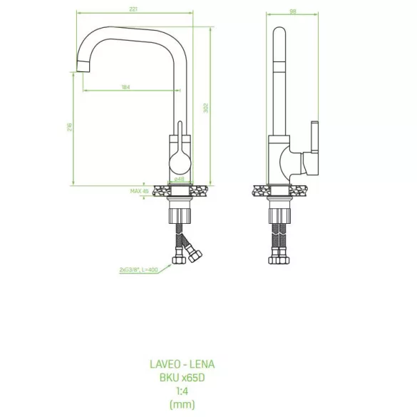 Laveo LENA álló csaptelep, szürke