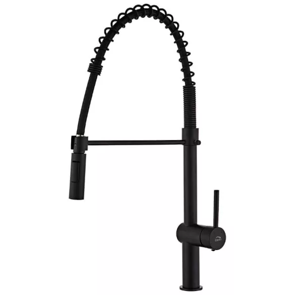 Laveo RHEA zuhanyváltós csaptelep rugós kiömlővel, matt fekete