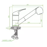 Laveo DAGA Kihúzható zuhanyváltós csaptelep, szemcsés fekete