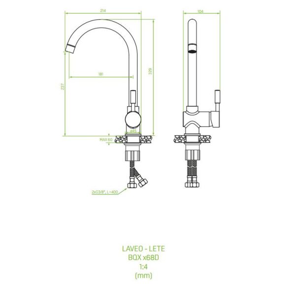 Laveo LETE II álló csap (matt fekete)