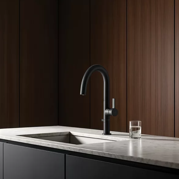 LAVEO PURECO zuhanyváltós matt fekete csaptelep víztisztító csatlakozással