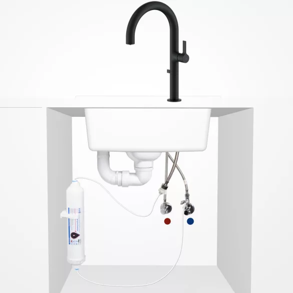 LAVEO PURECO zuhanyváltós matt fekete csaptelep víztisztító csatlakozással