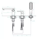 LAVEO DIMA süllyesztett kádcsap, 3 részes, fekete