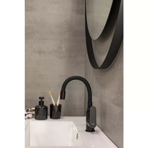 LAVEO DIMA rugalmas tömlős mosdócsap, fekete