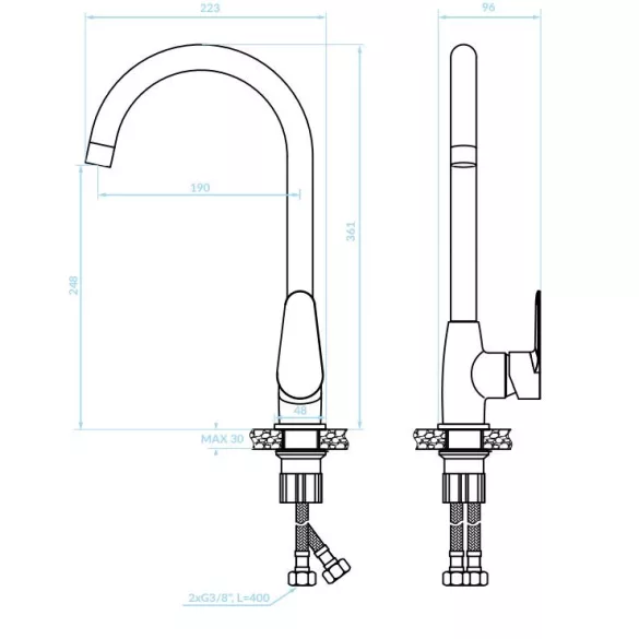 LAVEO FRESNO íves álló csaptelep, króm K.