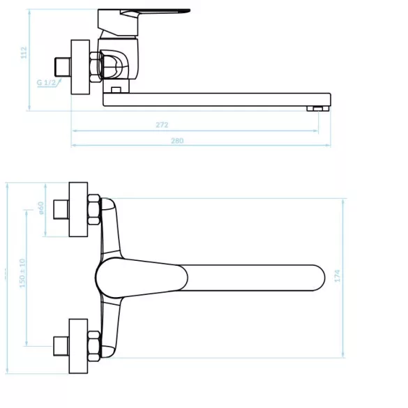 LAVEO FRESNO fali csaptelep, króm K.