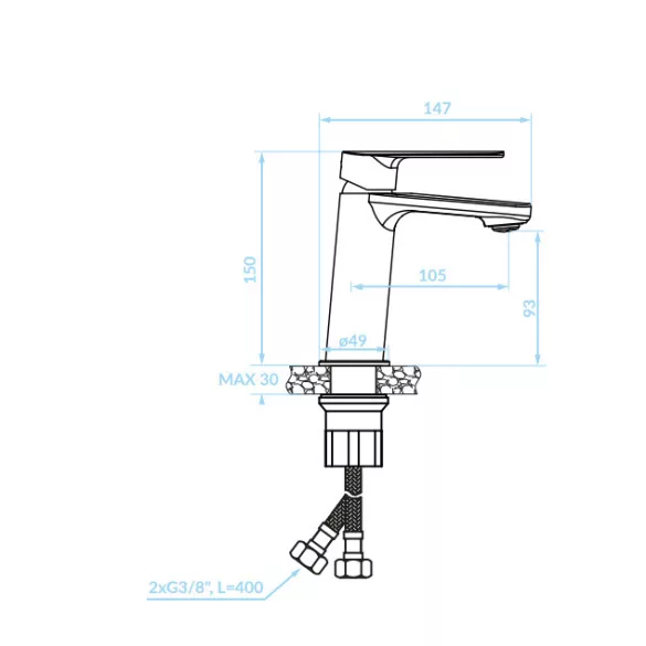 LAVEO GAVA mosdócsap pop-up dugóval, króm