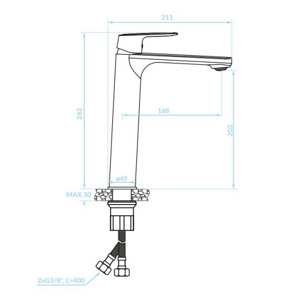 LAVEO GAVA magas mosdócsap pop-up leeresztővel, króm