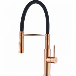   LAVEO SHIRE zuhanyfejes csaptelep rugalmas tömlővel, fekete / rose gold K.