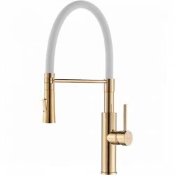   LAVEO SHIRE zuhanyfejes csaptelep rugalmas tömlővel, fehér / arany