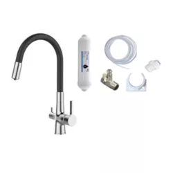   Laveo RIVECO rugalmas tömlős viztisztítós szett, króm/fekete