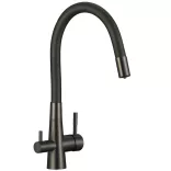 LAVEO RIVECO rugalmas tömlős zuhanyváltós grafit csaptelep víztisztító csatlakozással