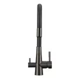 LAVEO RIVECO rugalmas tömlős zuhanyváltós grafit csaptelep víztisztító csatlakozással