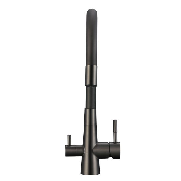 LAVEO RIVECO rugalmas tömlős zuhanyváltós grafit csaptelep víztisztító csatlakozással