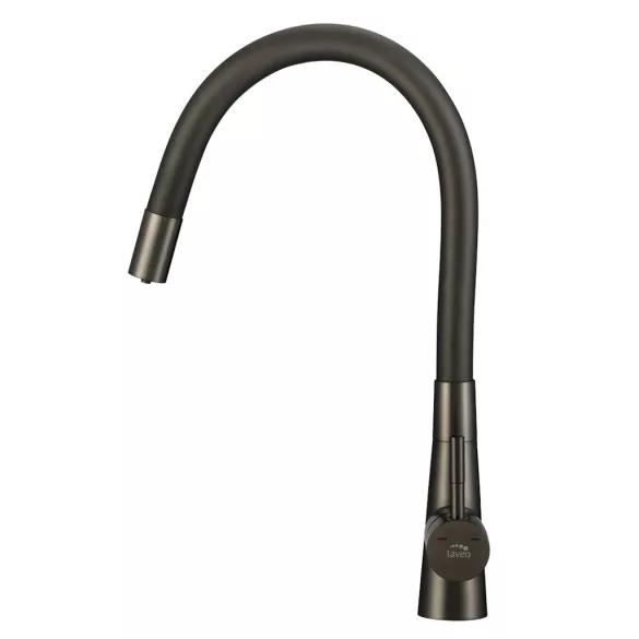 LAVEO RIVECO rugalmas tömlős zuhanyváltós grafit csaptelep víztisztító csatlakozással