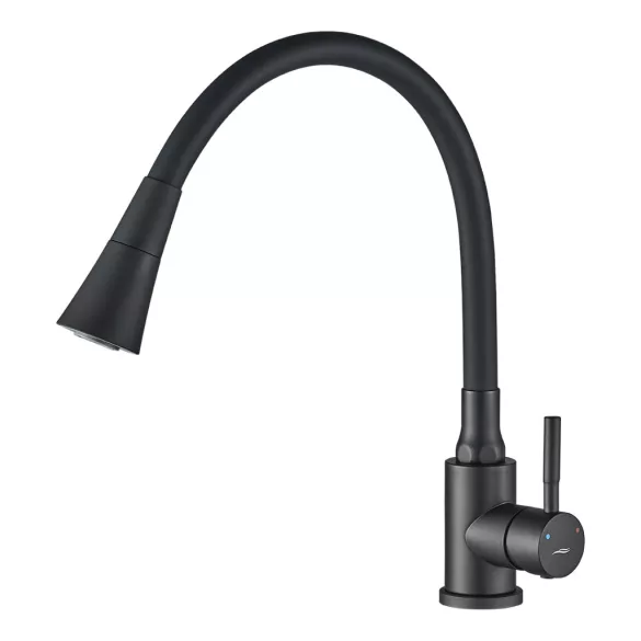 LAVEO SELVA zuhanyváltós rugalmas tömlős fekete csaptelep