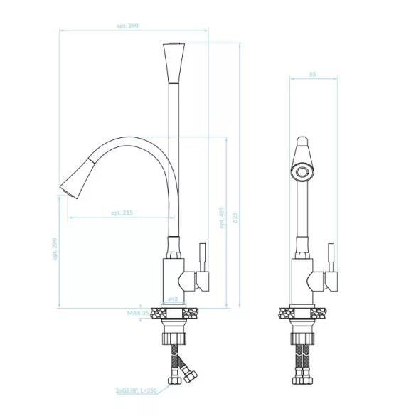 LAVEO SELVA zuhanyváltós rugalmas tömlős fekete csaptelep