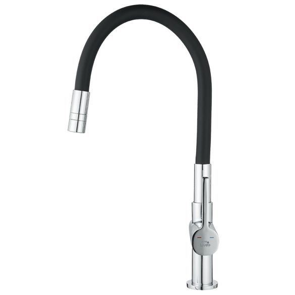 LAVEO ALITA króm / matt fekete kétfunkciós rugalmas tömlős csaptelep