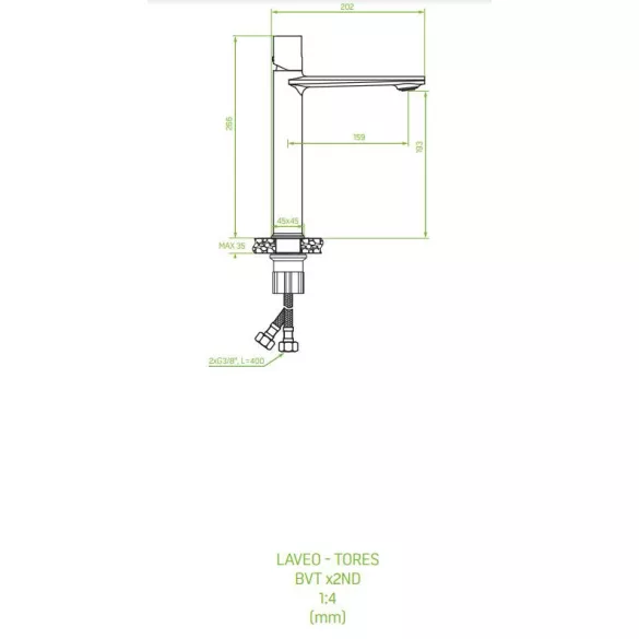 LAVEO TORES magas mosdócsap click-clack leeresztővel, króm