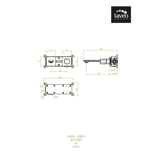 LAVEO TORES mosdócsap rejtett fali beépítésre, szatin arany