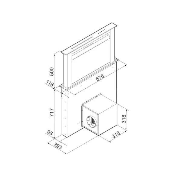 Ciarko Design Moondraft 60 cm fekete pultból kiemelkedő páraelszívó