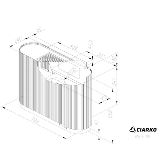 Ciarko Design MONO 80 cm fehér fali páraelszívó
