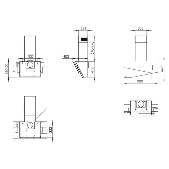 Ciarko Design TRIO fekete fali páraelszívó