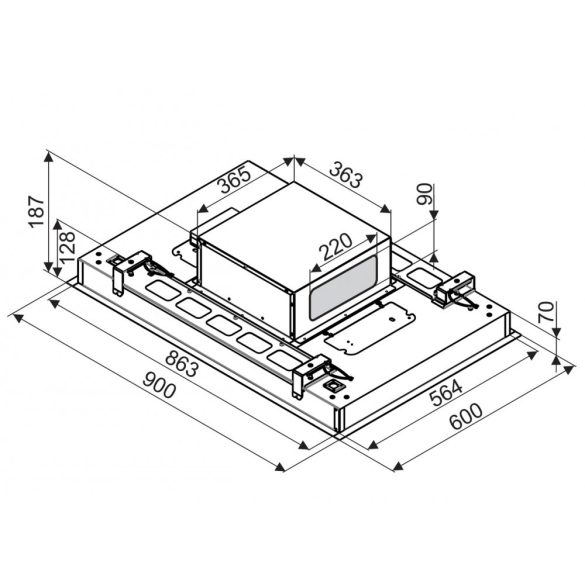 Ciarko Design Su Frame fekete üveg mennyezeti páraelszívó